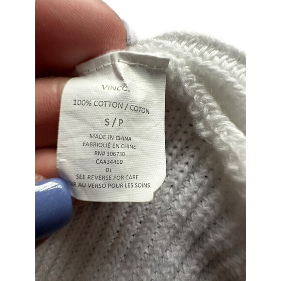 Vince Women's Size Small Weave Knit Shawl Collar Open Cardigan Sweater White M11 - Picture 8 of 11